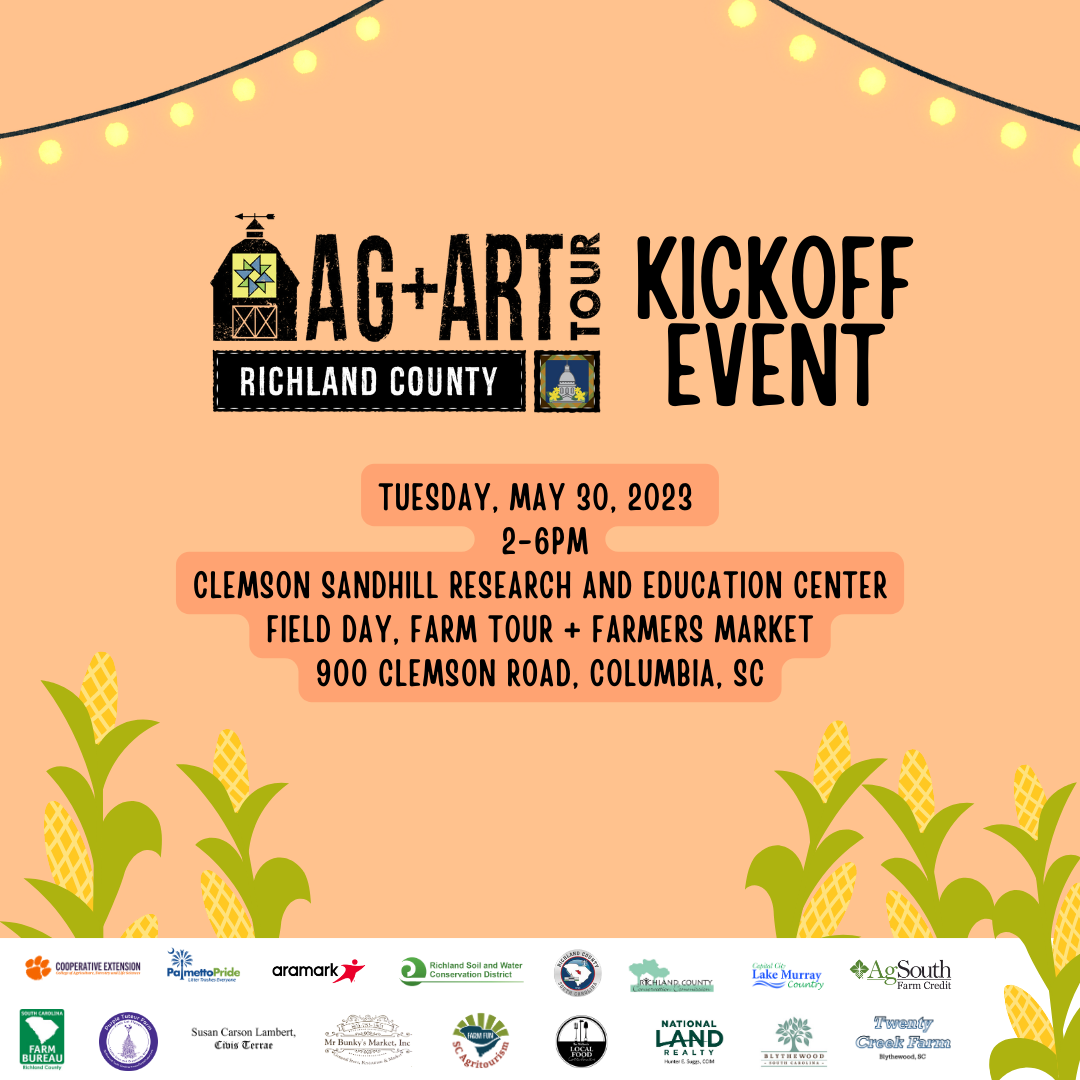 Colorful event image featuring Ag + Art Tour logo, event date and location, and sponsor logos