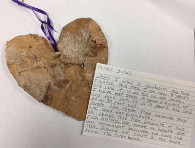 Birch bark heart ornament