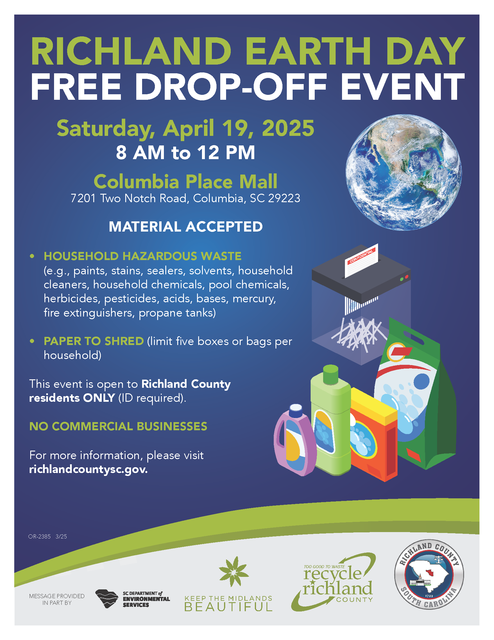 Richland Earth Day drop-off event - April 19, 2025 Richland Earth Day drop-off event - April 19, 2025