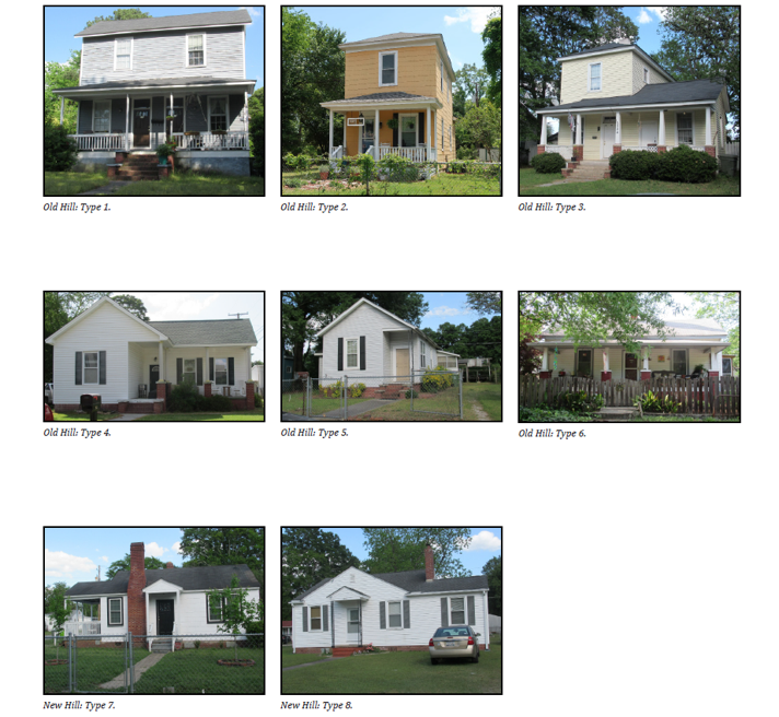 Examples of Old Hill and New Hill type houses