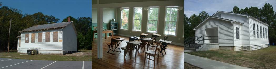 Pine Grove Rosenwald School, before and after