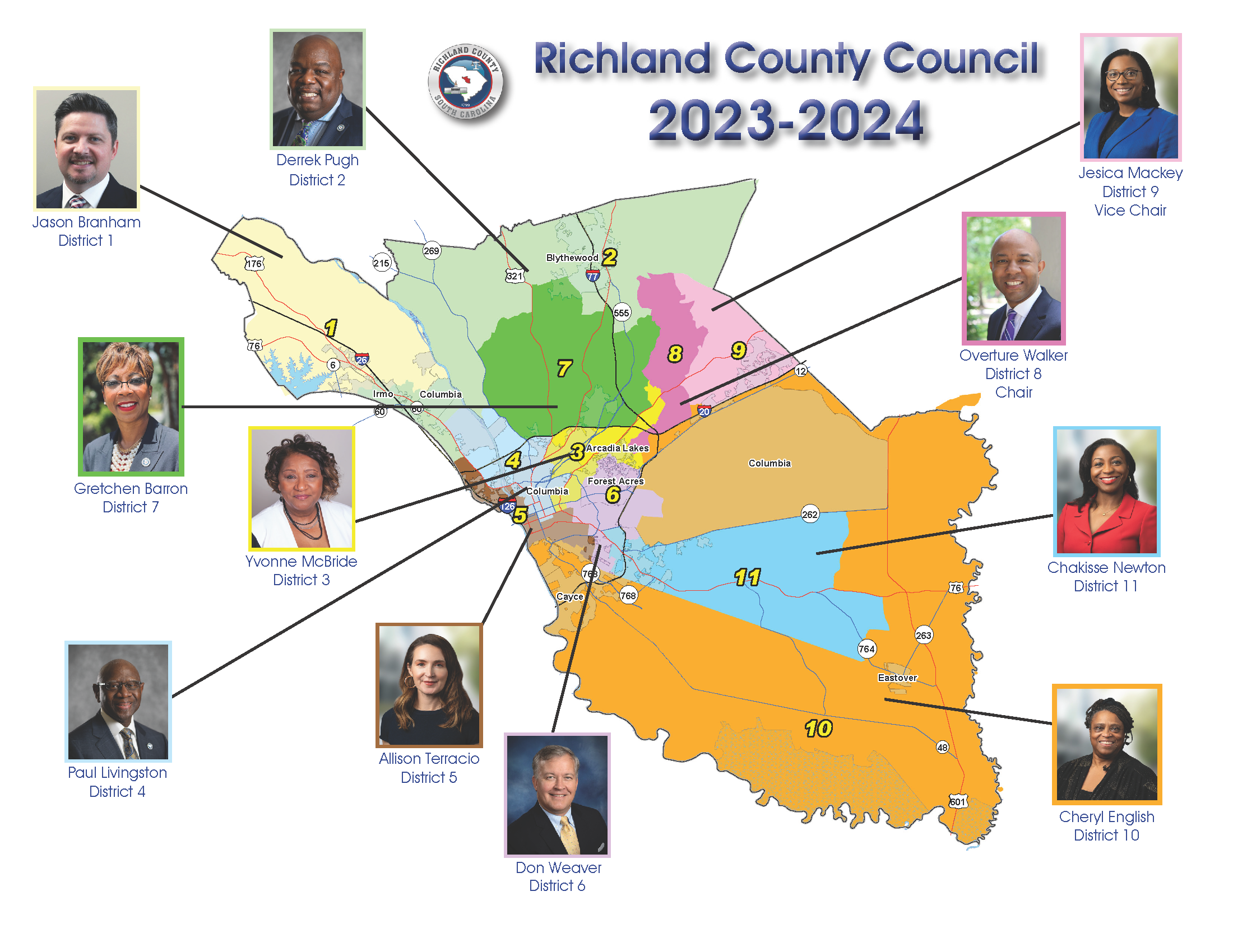 Richland County Council - 2023-2024 District Map